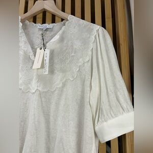 Current Air Anthropologie Embroidered Lace Collar Blouse – Size M